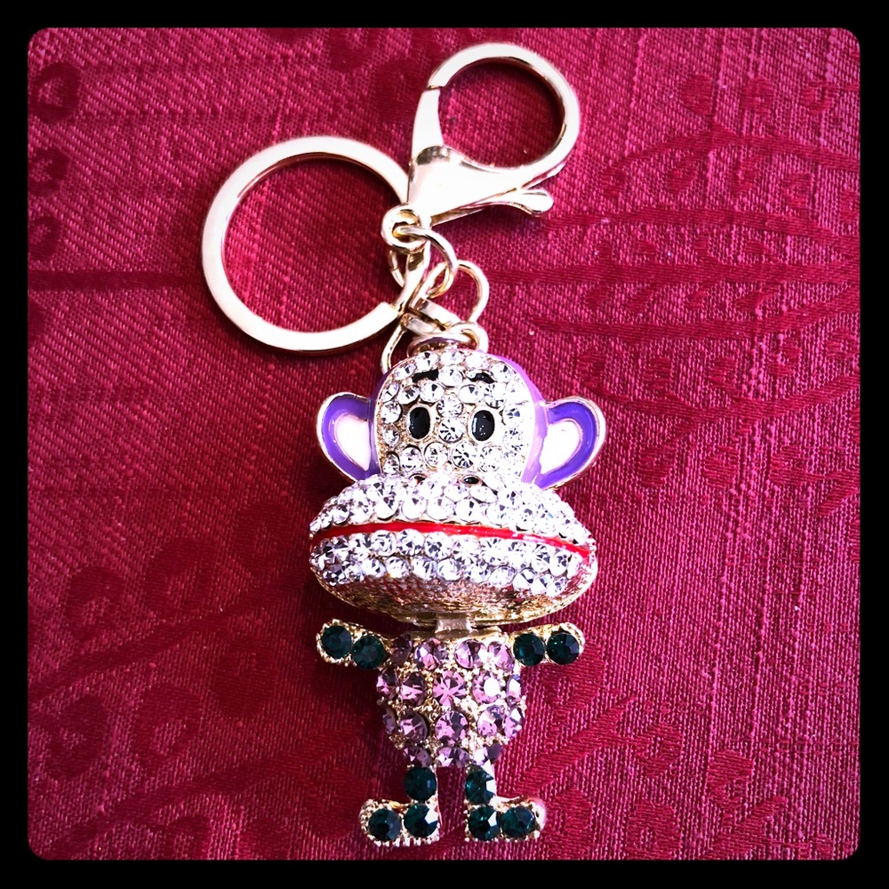 Crystal Rhinestone Monkey Pendant  Charm